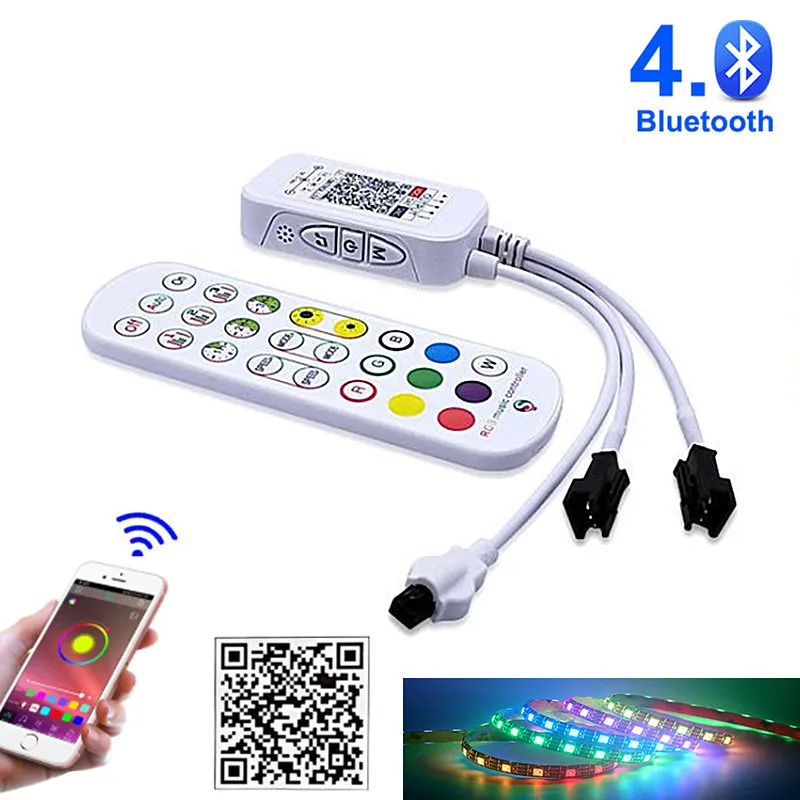 WS2812B WS2811 Bluetooth Контроллер Для Адресуемой Светодиодной Ленты Light 5050 RGB LED Tape 24key IR Remote Music Smart Controller Изображение 0